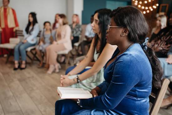 Christians liestening to a sermon on What the Bible says about peace and provision