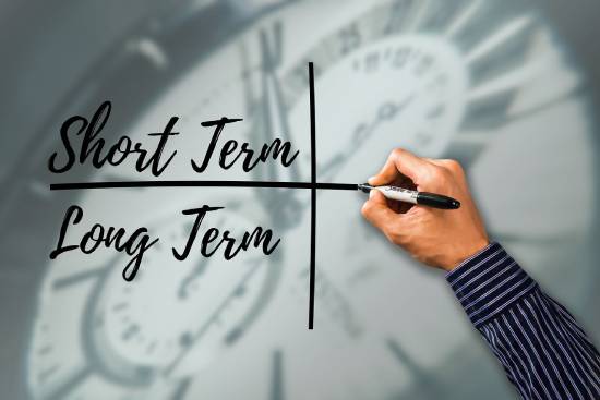 Short and Long Term Finacial Goals A person writing their short and long term financial goals.